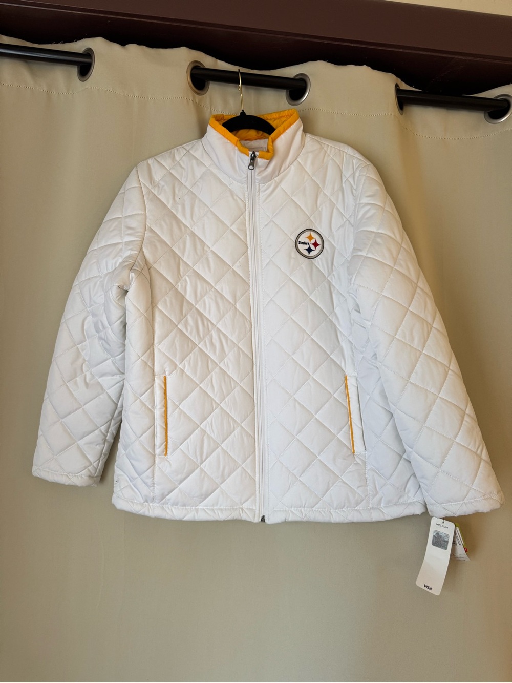 Women's Quilted Steelers Jacket with Yellow Trim NWT